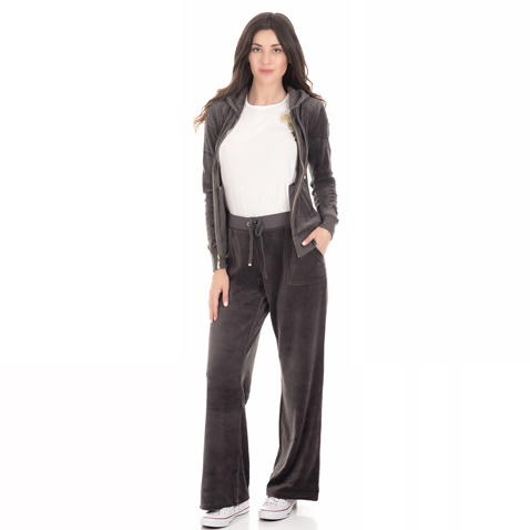 JUICY COUTURE-Γυναικείο παντελόνι φόρμας JUICY COUTURE BLING VLR BOOTCUT γκρι