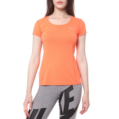 NIKE-Γυναικείο t-shirt Nike DRI-FIT CONTOUR πορτοκαλί