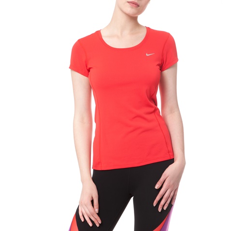 NIKE-Γυναικείο t-shirt Nike DRI-FIT CONTOUR κόκκινο