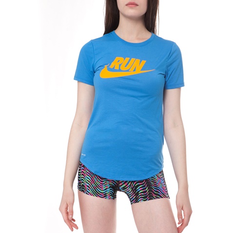 NIKE-Γυναικείο t-shirt Nike RUN SWOOSH μπλε
