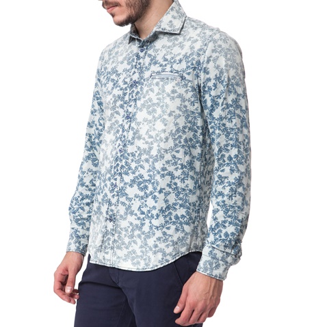 GAS-Ανδρικό πουκάμισο Gas μπλε-λευκό