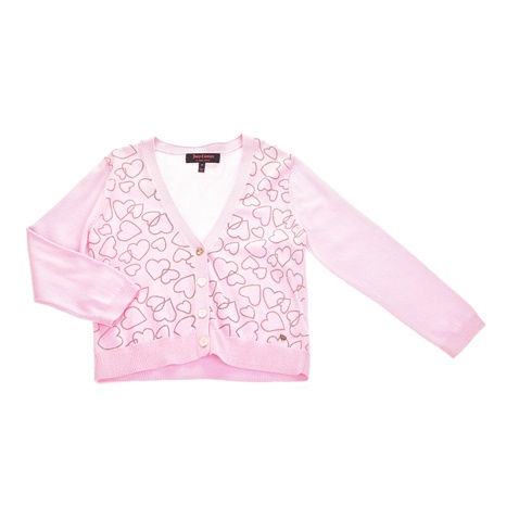 JUICY COUTURE KIDS-Κοριτσίστικη ζακέτα JUICY COUTURE GLITTER LINKING HEARTS ροζ 
