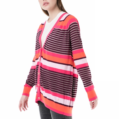 JUICY COUTURE-Γυναικεία ριγέ ζακέτα berenson stripe long card Juicy Couture ροζ