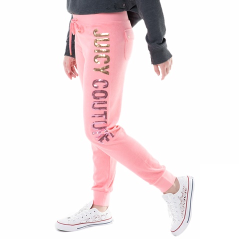 JUICY COUTURE-Γυναικείο παντελόνι φόρμας Juicy Couture Log Terry Long Live Slim ροζ