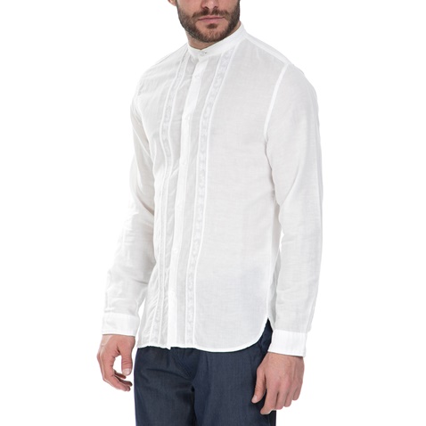 GUESS-Ανδρικό λινό πουκάμισο GUESS λευκό 