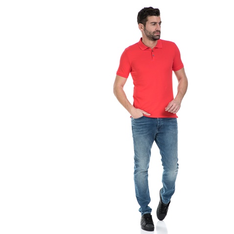 CALVIN KLEIN JEANS-Ανδρική κοντομάνικη μπλούζα polο Calvin Klein Jeans κόκκινη
