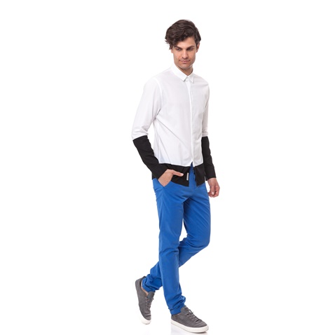 CALVIN KLEIN JEANS-Ανδρικό πουκάμισο Calvin Klein Jeans λευκό-μαύρο