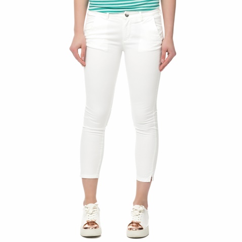 40-WEFT-Γυναικείο skinny cropped παντελόνι MELITAS 40-WEFT λευκό