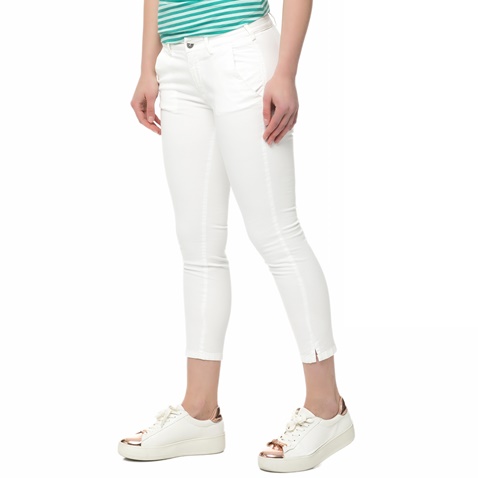 40-WEFT-Γυναικείο skinny cropped παντελόνι MELITAS 40-WEFT λευκό