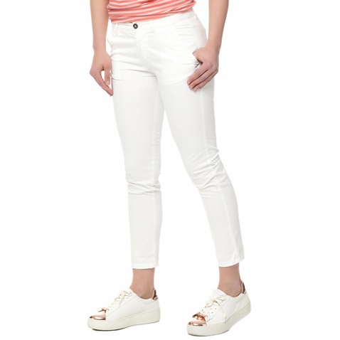 40-WEFT-Γυνακείο baggy cropped παντελόνι RACHEL 40-WEFT λευκό