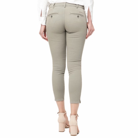 40-WEFT-Γυναικείο skinny cropped παντελόνι MELITAS 40-WEFT καφέ με print