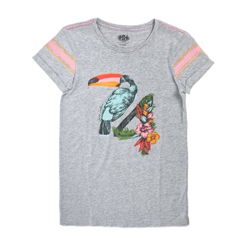 JUICY COUTURE KIDS-Βαμβακερό φόρεμα JUICY COUTURE TOUCAN GRAPHIC γκρι 