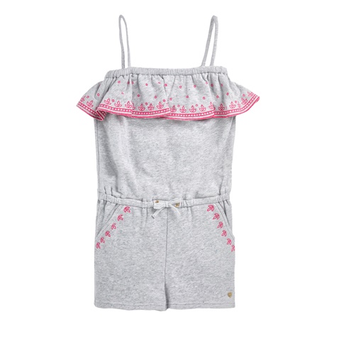 JUICY COUTURE KIDS-Ολόσωμη φόρμα JUICY COUTURE EMBROIDERED TERRY γκρι 