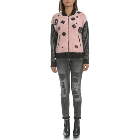 JUICY COUTURE-Γυναικείο jacket JUICY BOUCLE μαύρο-ροζ