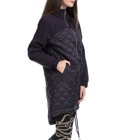 JUICY COUTURE-Γυναικείο παρκά QUILTED NYLON PUFFER PARKA μαύρο-μπλε