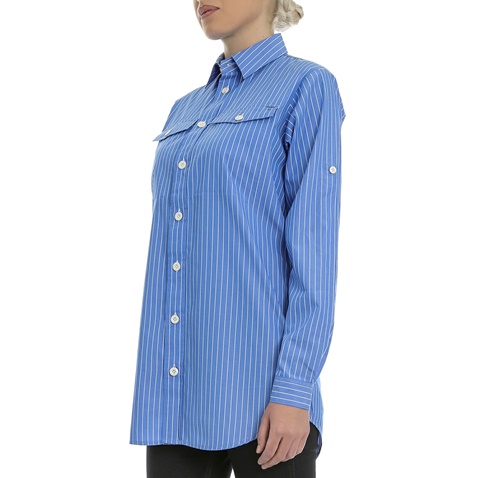 G-STAR RAW -Γυναικείο πουκάμισο G-Star Raw Army pocket ριγέ γαλάζιο.