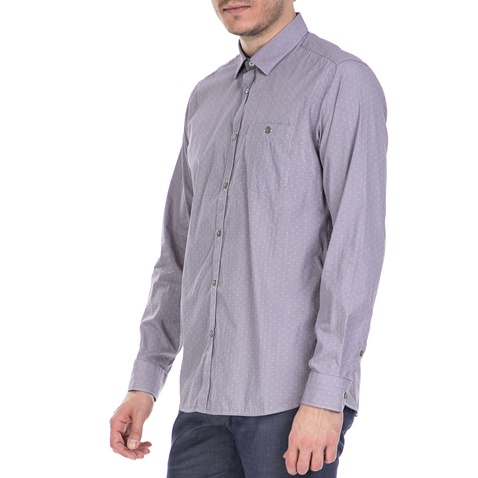 TED BAKER-Ανδρικό μακρυμάνικο πουκάμισο Ted Baker μοβ με print
