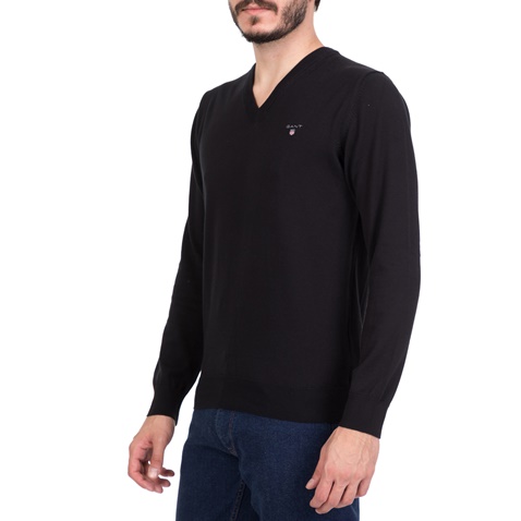 GANT-Ανδρικό πουλόβερ με V GANT μαύρο