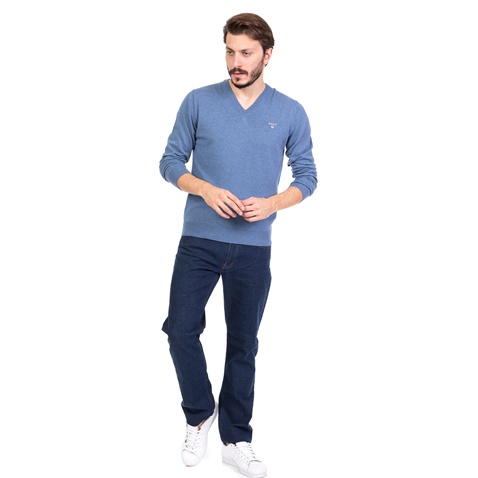 GANT-Ανδρικό πουλόβερ με V GANT γαλάζιο