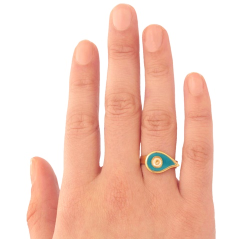 JEWELTUDE-Γυναικείο επίχρυσο δαχτυλίδι Μάτι Σταγόνα