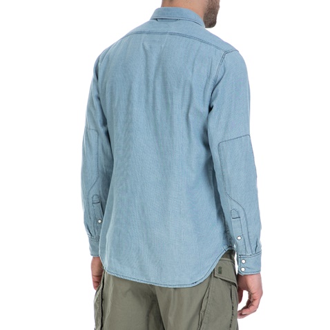 G-STAR RAW-Ανδρικό μακρυμάνικο πουκάμισο G-Star Raw Tacoma γαλάζιο καρό