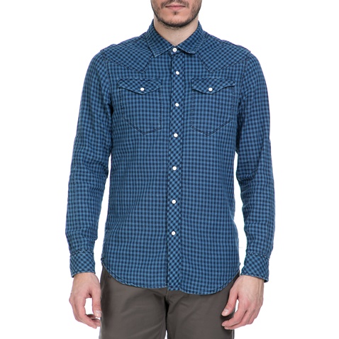 G-STAR RAW-Ανδρικό μακρυμάνικο πουκάμισο G-Star Raw Tacoma Shirt μπλε καρό