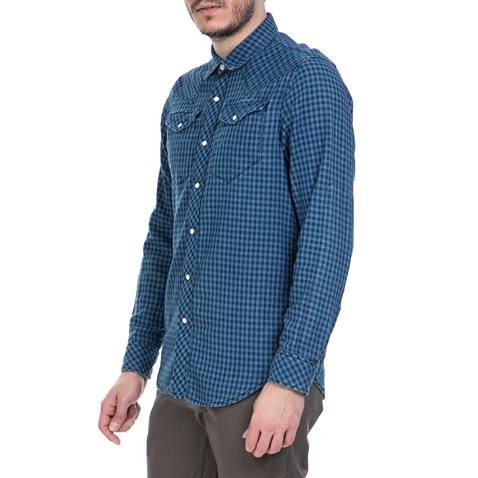 G-STAR RAW-Ανδρικό μακρυμάνικο πουκάμισο G-Star Raw Tacoma Shirt μπλε καρό