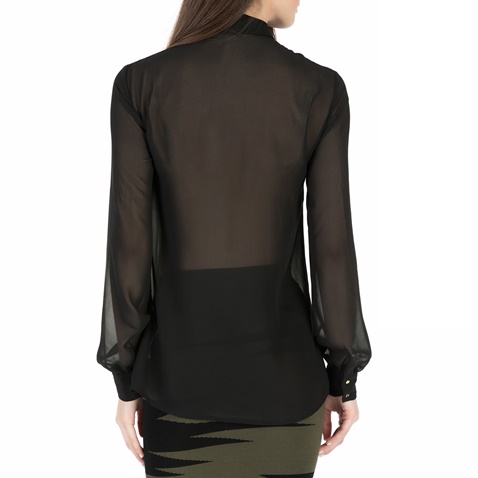 GUESS-Γυναικείο μακρυμάνικο πουκάμισο Guess GINETTE μαύρο ημιδιαφανές