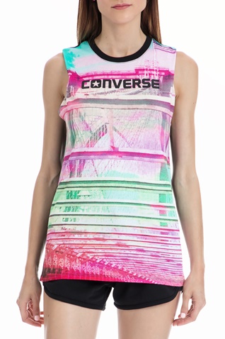 CONVERSE-Γυναικεία μπλούζα Converse μαύρη-ροζ