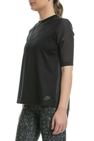 NIKE-Κοντομάνικη μπλούζα με πιέτα Nike μαύρη 