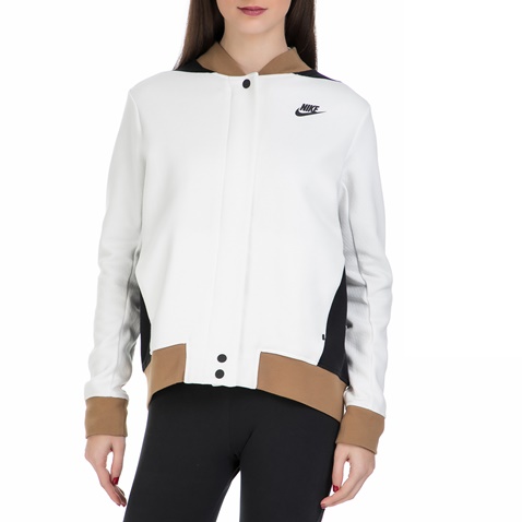 NIKE-Γυναικεία ζακέτα Nike Tech Fleece Destroyer λευκή - μαύρη