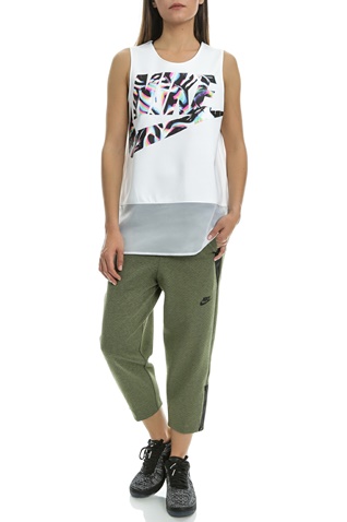 NIKE-Γυναικείο crop παντελόνι φόρμας Nike TCH FLC χακί