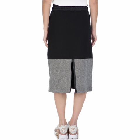 NIKE-Γυναικεία midi φούστα Nike Sportswear Tech Fleece μαύρη - γκρι