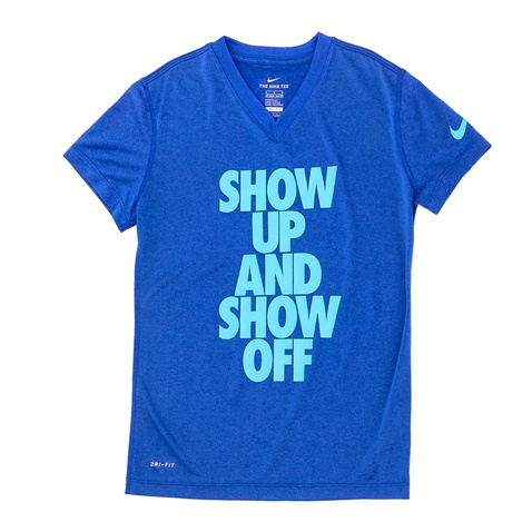 NIKE-Κοριτσίστικη κοντομάνικη μπλούζα Nike μπλε με στάμπα 