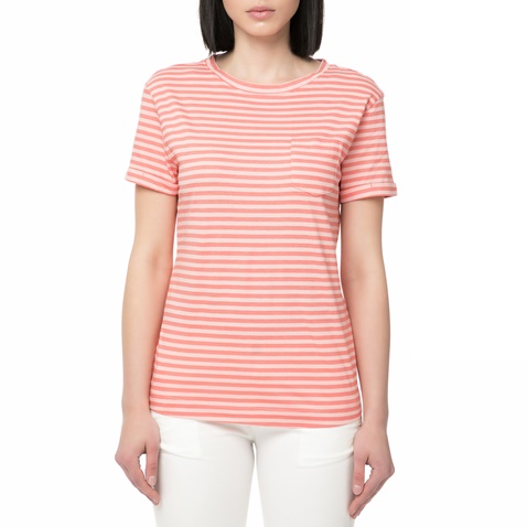 HELLY HANSEN-Γυναικείο ριγέ t-shirt HELLY HANSEN NAIAD λευκό-ροζ
