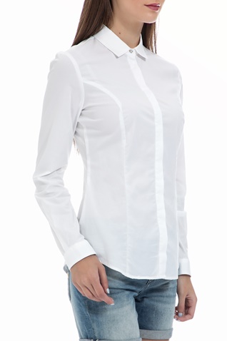 GAS-Γυναικείο πουκάμισο GAS FIMIA LACE POPELIN λευκό