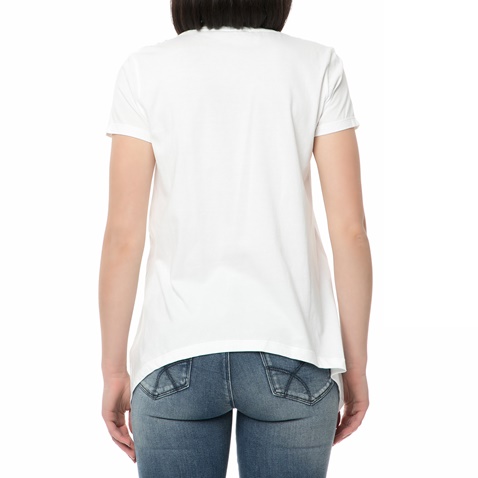 GAS-Γυναικεία κοντομάνικη μπλούζα GAS DESYS FEATHER λευκή με παγιέτες
