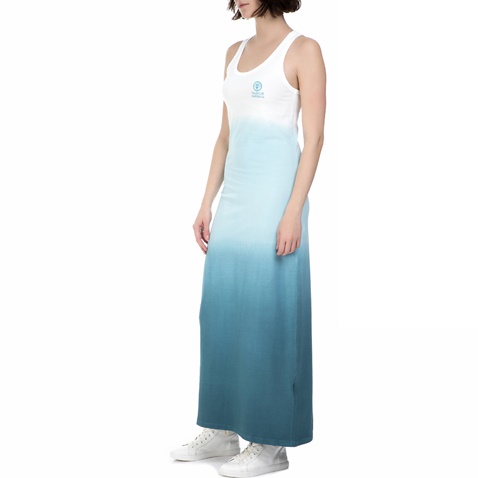 FRANKLIN & MARSHALL-Γυναικείο μακρύ φόρεμα Franklin & Marshall γαλάζιο - λευκό