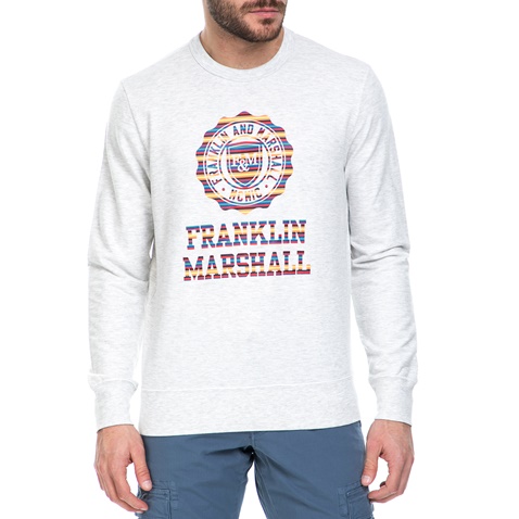 FRANKLIN & MARSHALL-Ανδρική φούτερ μπλούζα Franklin & Marshall γκρι