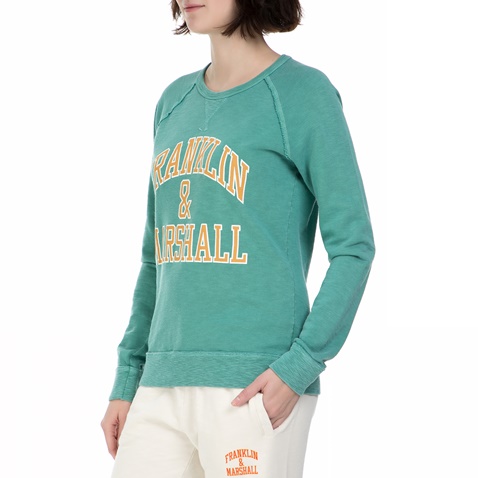 FRANKLIN & MARSHALL-Γυναικεία φούτερ μπλούζα Franklin & Marshall πράσινη