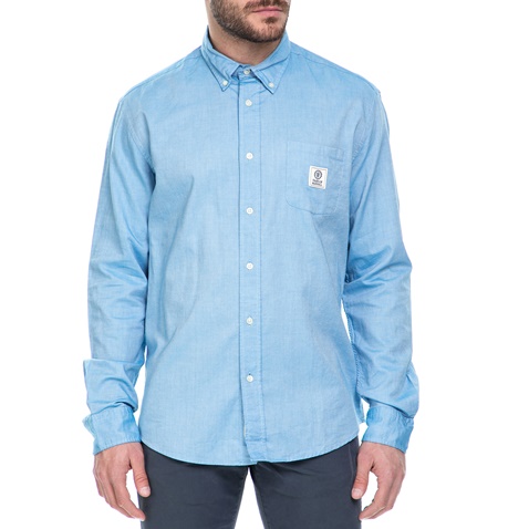 FRANKLIN & MARSHALL-Ανδρικό μακρυμάνικο πουκάμισο Franklin & Marshall γαλάζιο