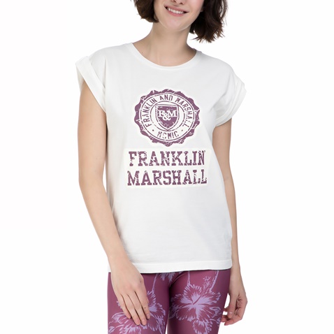 FRANKLIN & MARSHAL-Γυναικεία κοντομάνικη μπλούζα  Franklin & Marshall λευκή