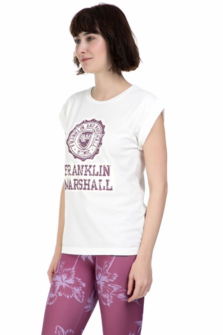 FRANKLIN & MARSHAL-Γυναικεία κοντομάνικη μπλούζα  Franklin & Marshall λευκή