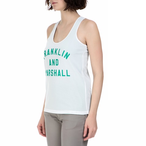 FRANKLIN & MARSHALL-Γυναικεία αμάνικη μπλούζα Franklin & Marshall λευκη