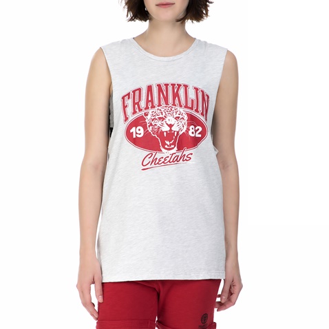 FRANKLIN & MARSHALL-Γυναικεία αμάνικη μπλούζα Franklin & Marshall γκρι