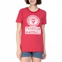 FRANKLIN & MARSHAL-Γυναικεία κοντομάνικη μπλούζα Franklin & Marshall κόκκινη
