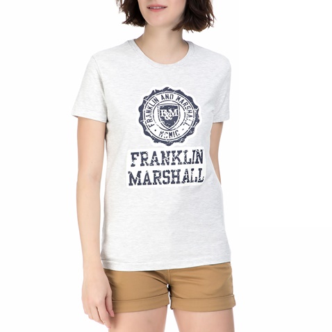 FRANKLIN & MARSHAL-Γυναικεία κοντομάνικη μπλούζα Franklin & Marshall εκρού