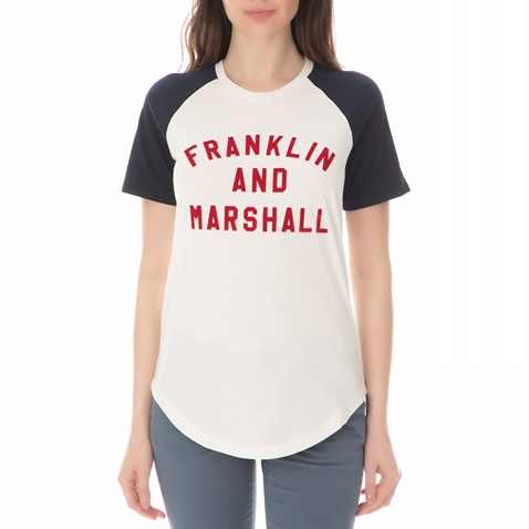 FRANKLIN & MARSHAL-Γυναικεία κοντομάνικη μπλούζα Franklin & Marshall λευκή