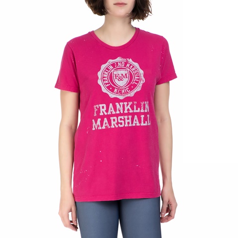 FRANKLIN & MARSHALL-Γυναικεία βαμβακερή μπλούζα Franklin & Marshall φούξια