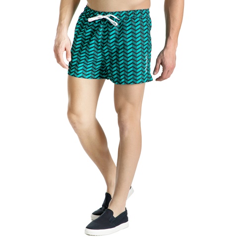 CK UNDERWEAR-Ανδρικό μαγιό σορτς SHORT DOUBLE WAISTBAND CK Underwear πράσινο-μαύρο